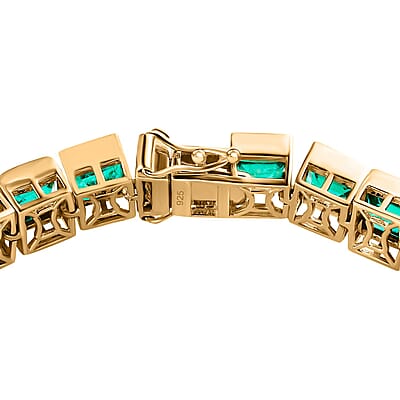 Emeraldine Triplet Quartz 33.60 ctw Cluster Bracelet in Vermeil Yellow Gold Over Sterling Silver (7 In) (20.15 g)