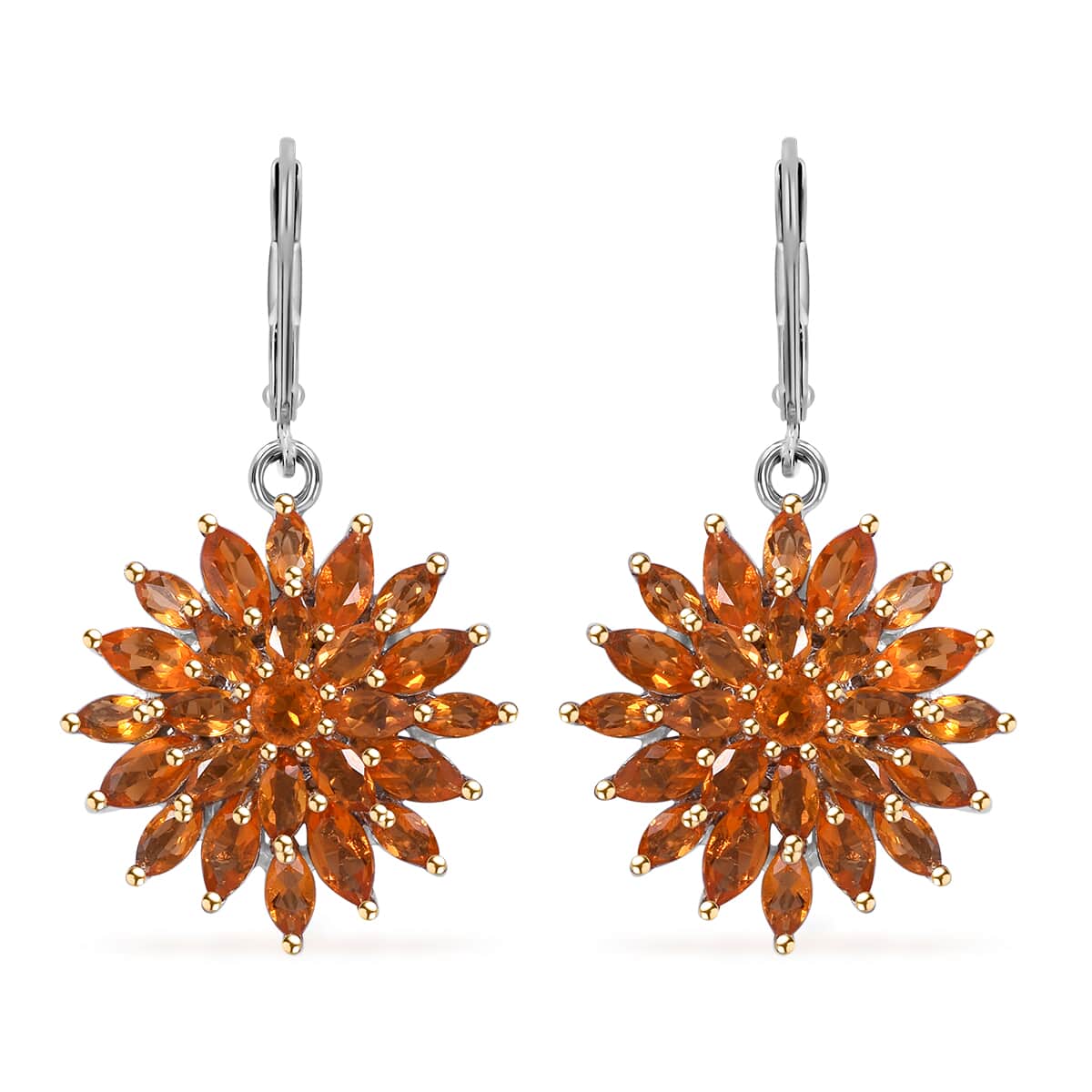 Jalisco Fire Opal Floral Spray Earrings in Platinum Over Sterling Silver 3.60 ctw image number 0