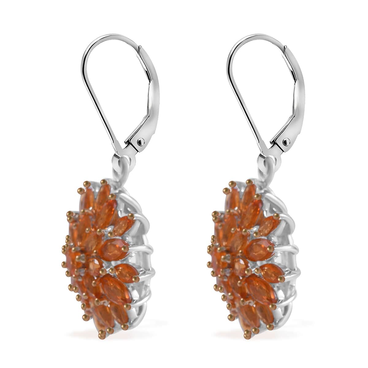 Jalisco Fire Opal Floral Spray Earrings in Platinum Over Sterling Silver 3.60 ctw image number 1