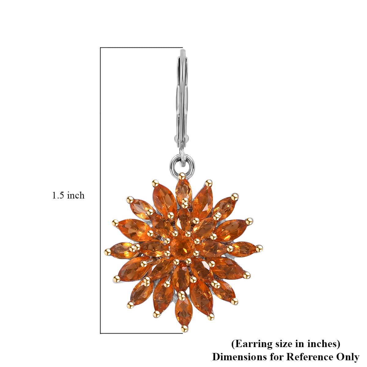 Jalisco Fire Opal Floral Spray Earrings in Platinum Over Sterling Silver 3.60 ctw image number 3