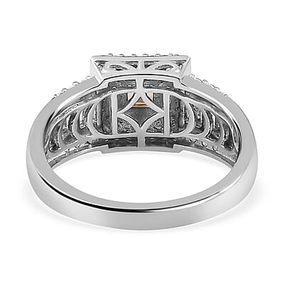 Premium Golden Imperial Topaz and White Topaz Ring in Platinum Over Sterling Silver (Size 10.0) 1.60 ctw