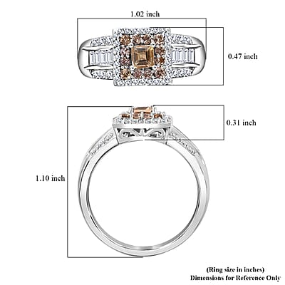 Premium Golden Imperial Topaz and White Topaz Ring in Platinum Over Sterling Silver (Size 10.0) 1.60 ctw