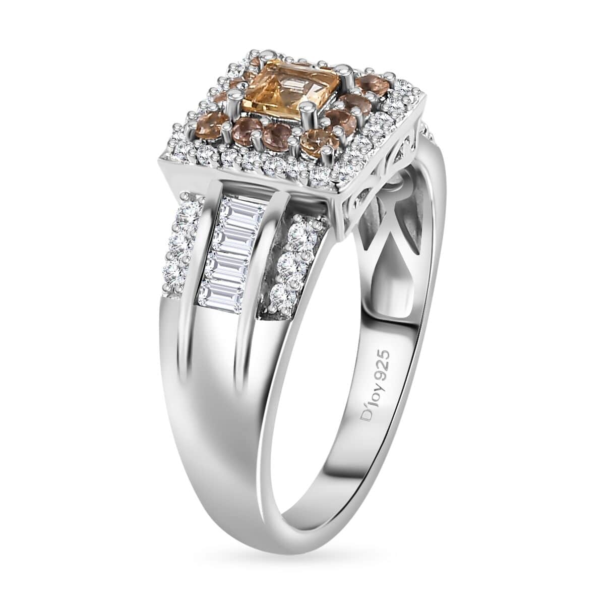 Premium Golden Imperial Topaz and White Topaz Ring in Platinum Over Sterling Silver (Size 5.0) 1.60 ctw image number 3