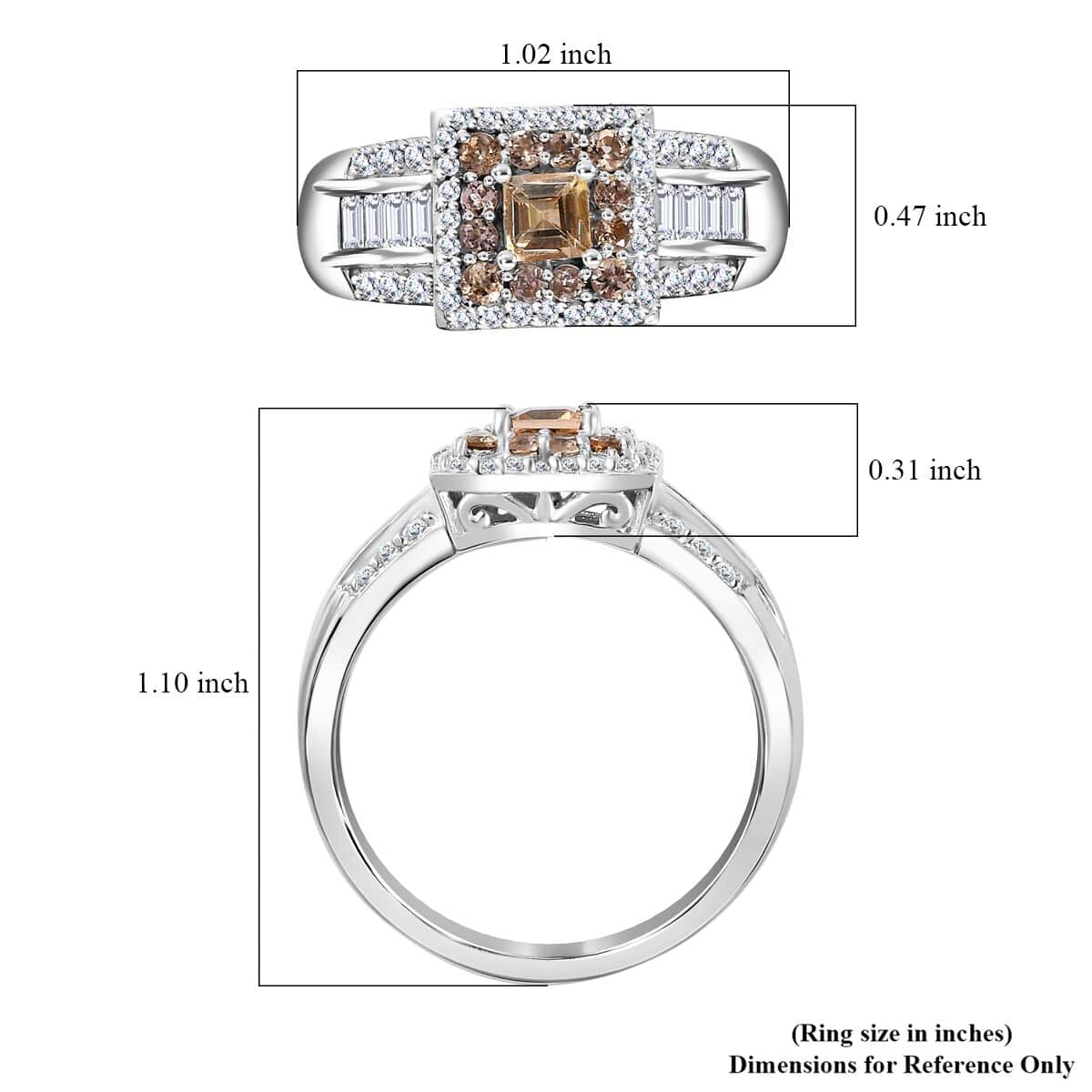 Premium Golden Imperial Topaz and White Topaz Ring in Platinum Over Sterling Silver (Size 9.0) 1.60 ctw image number 5