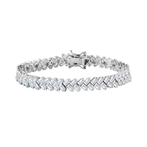 White Zircon Sun Rays Bracelet in Platinum Over Sterling Silver (6.50 In) 10.50 ctw