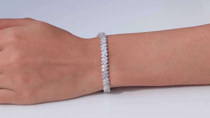 White Zircon Sun Rays Bracelet in Platinum Over Sterling Silver (6.50 In) 10.50 ctw