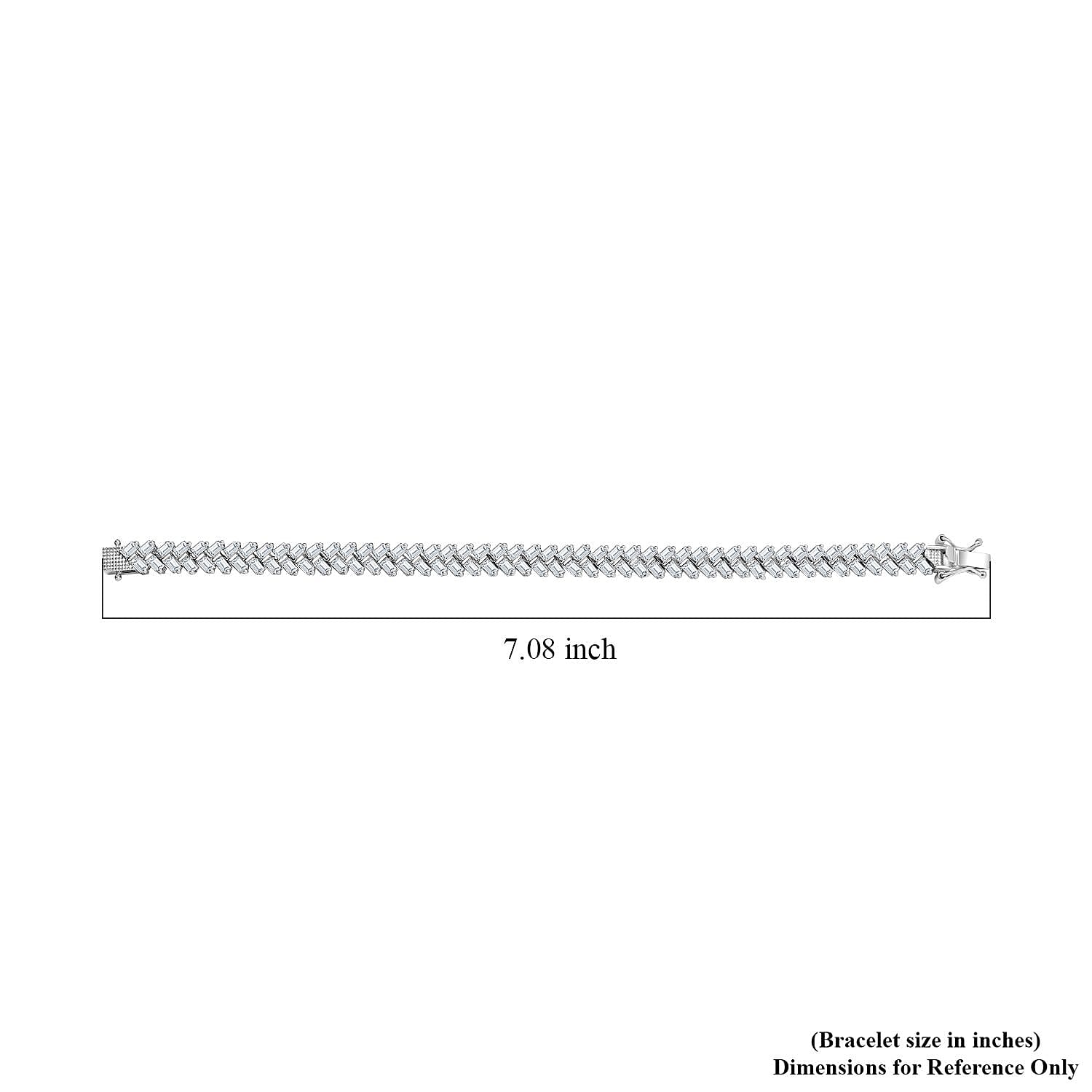 White Zircon Sun Rays Bracelet in Platinum Over Sterling Silver (6.50 In) 10.50 ctw
