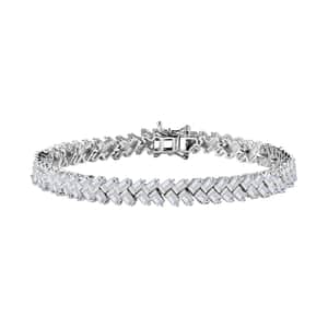 White Zircon Sun Rays Bracelet in Platinum Over Sterling Silver (7.25 In) 11.85 ctw