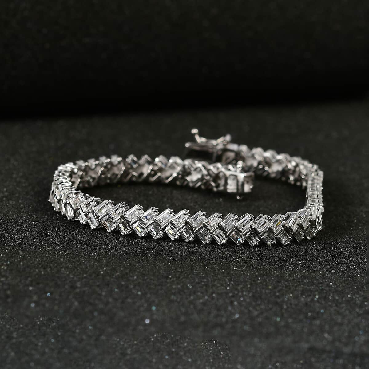 White Zircon Sun Rays Bracelet in Platinum Over Sterling Silver (7.25 In) 11.85 ctw image number 1