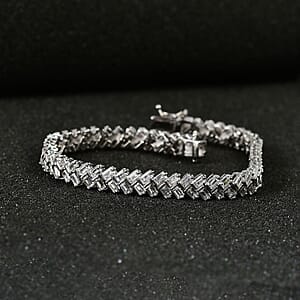 D'Joy White Zircon Sun Rays Bracelet in Platinum Over Sterling Silver (7.25 In) 11.85 ctw