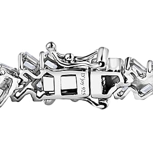 D'Joy White Zircon Sun Rays Bracelet in Platinum Over Sterling Silver (7.25 In) 11.85 ctw