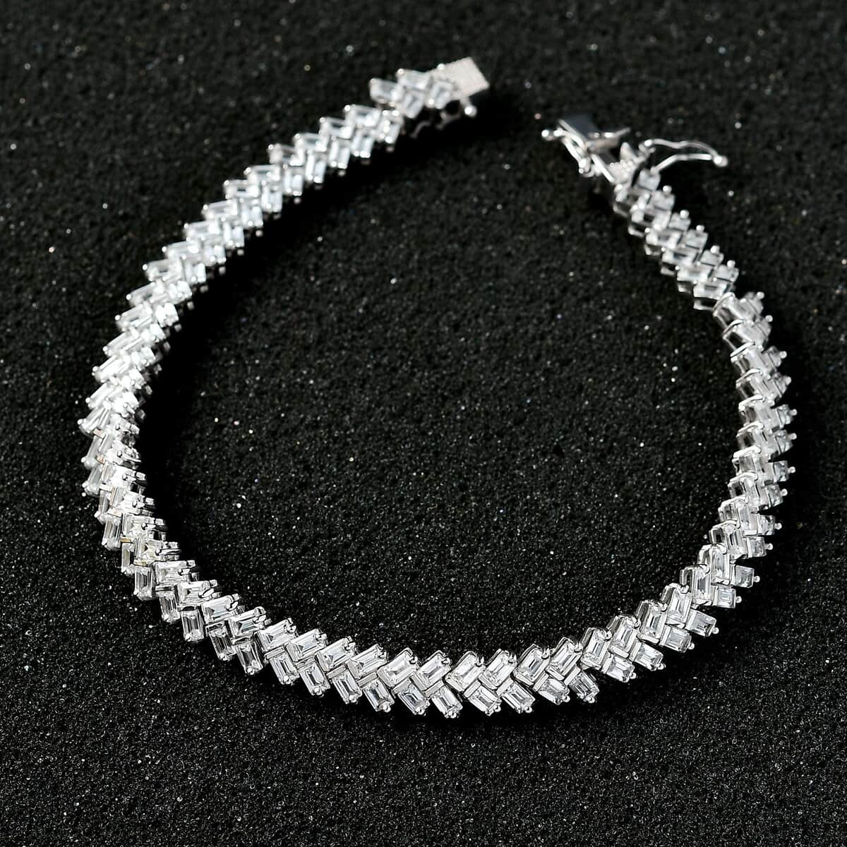 White Zircon Sun Rays Bracelet in Platinum Over Sterling Silver (8.00 In) 12.75 ctw image number 2