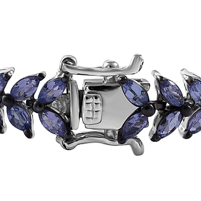 Tanzanite Dahlia Floral Spray Bracelet in Platinum Over Sterling Silver (6.50 In) 10.15 ctw