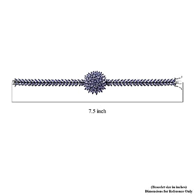 Tanzanite Dahlia Floral Spray Bracelet in Platinum Over Sterling Silver (6.50 In) 10.15 ctw
