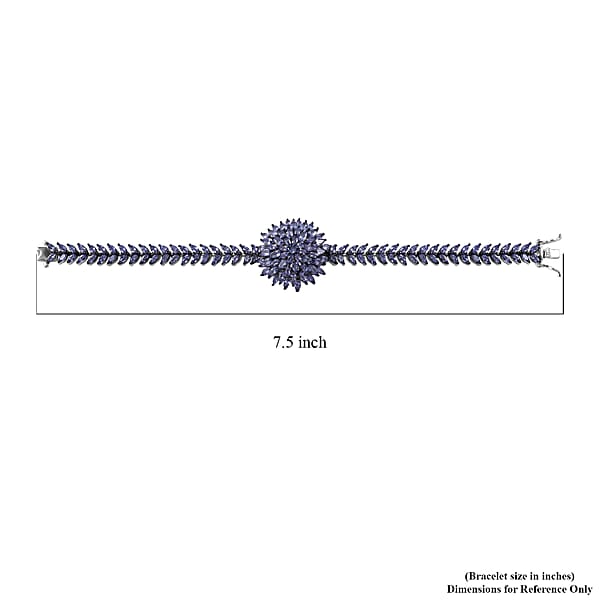 Tanzanite Dahlia Floral Spray Bracelet in Platinum Over Sterling Silver (6.50 In) 10.15 ctw