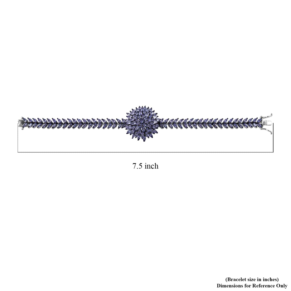 Tanzanite Floral Spray Bracelet in Platinum Over Sterling Silver (6.50 In) 10.15 ctw image number 3