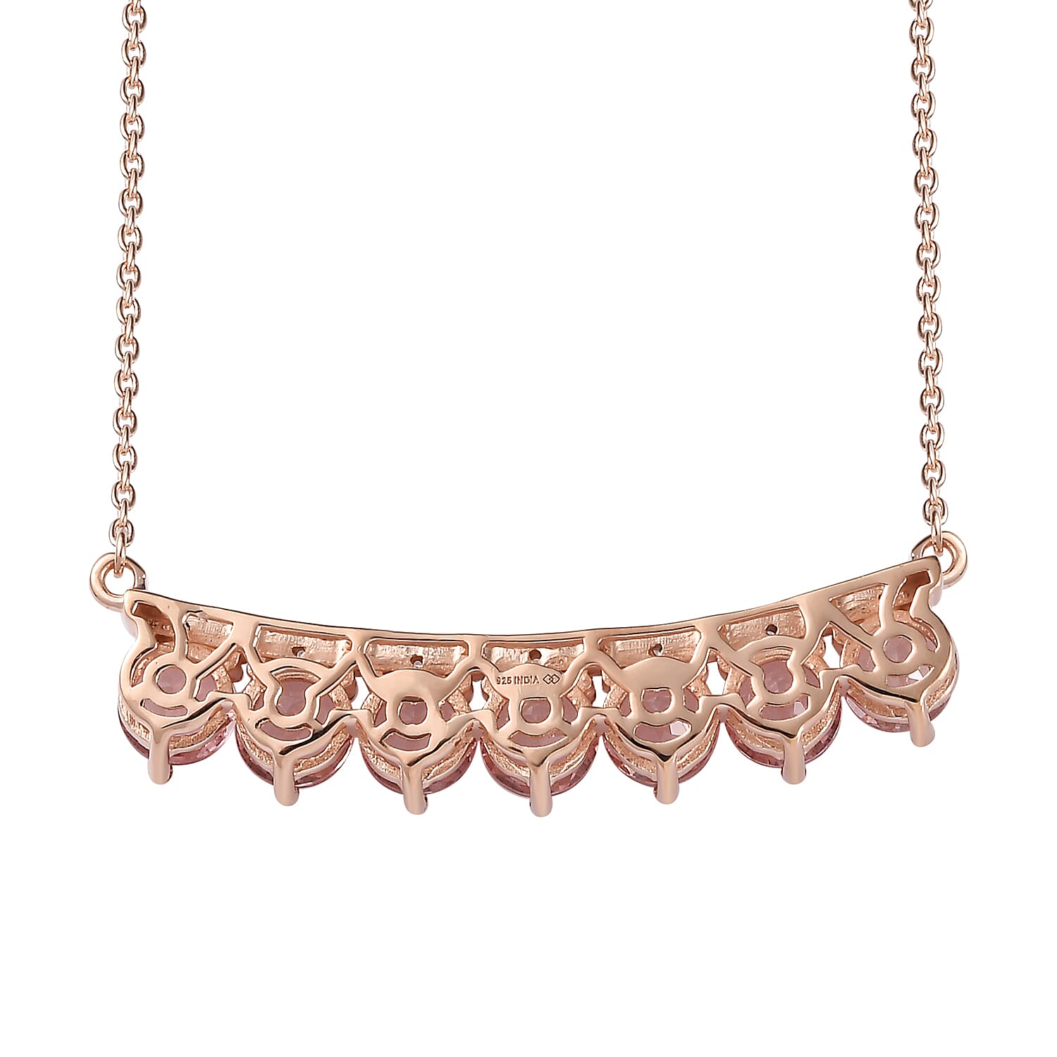 Premium Pink Morganite and White Zircon 3.20 ctw Necklace in 18K Vermeil Rose Gold Over Sterling Silver 20 Inches