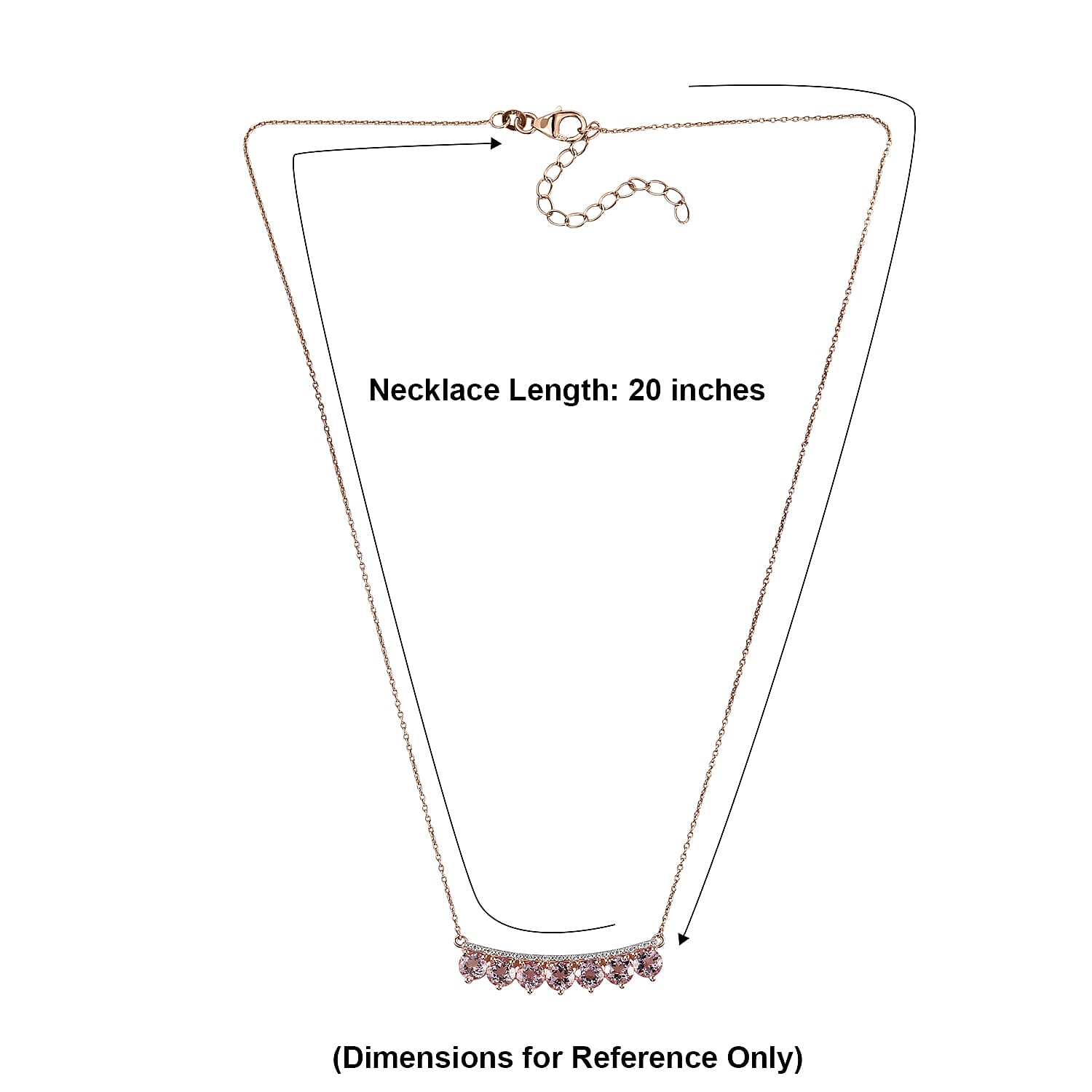 Premium Pink Morganite and White Zircon 3.20 ctw Necklace in 18K Vermeil Rose Gold Over Sterling Silver 20 Inches