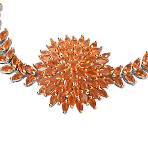 Jalisco Fire Opal Floral Spray Bracelet in Platinum Over Sterling Silver (7.25 In) 9.50 ctw