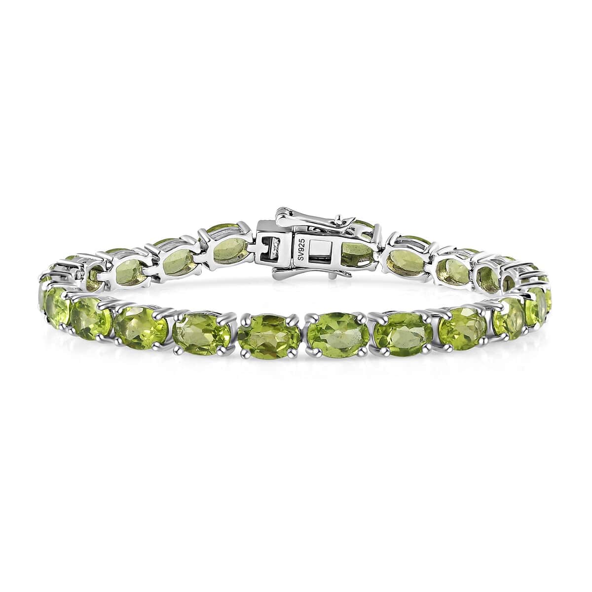 Peridot Tennis Bracelet in Platinum Over Sterling Silver (6.50 In) (Del. in 10-12 Days) 15.85 ctw image number 0