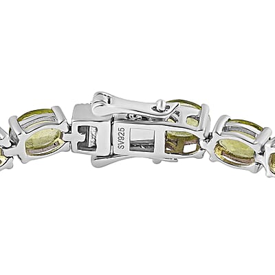 Peridot Tennis Bracelet in Platinum Over Sterling Silver (6.50 In) 18.65 ctw