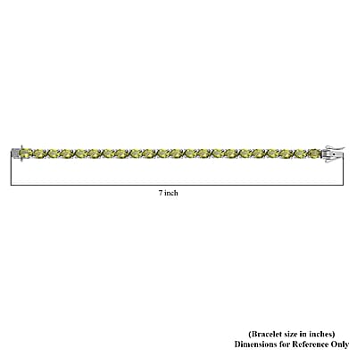 Peridot Tennis Bracelet in Platinum Over Sterling Silver (6.50 In) 18.65 ctw