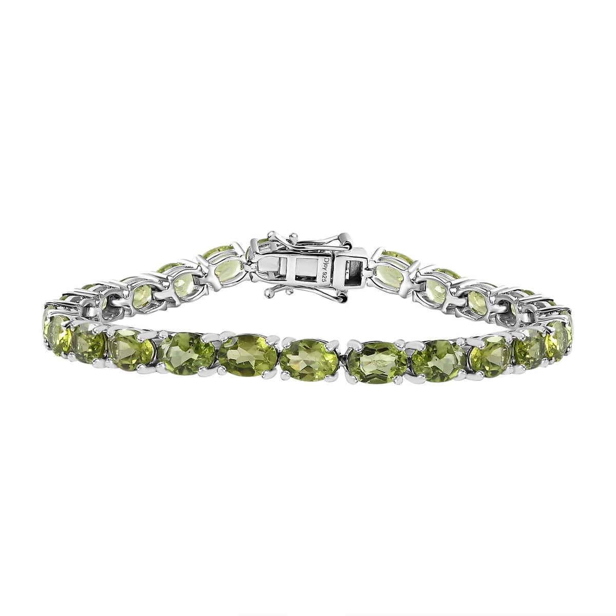 Peridot Tennis Bracelet in Platinum Over Sterling Silver (7.25 In) 20.15 ctw image number 0