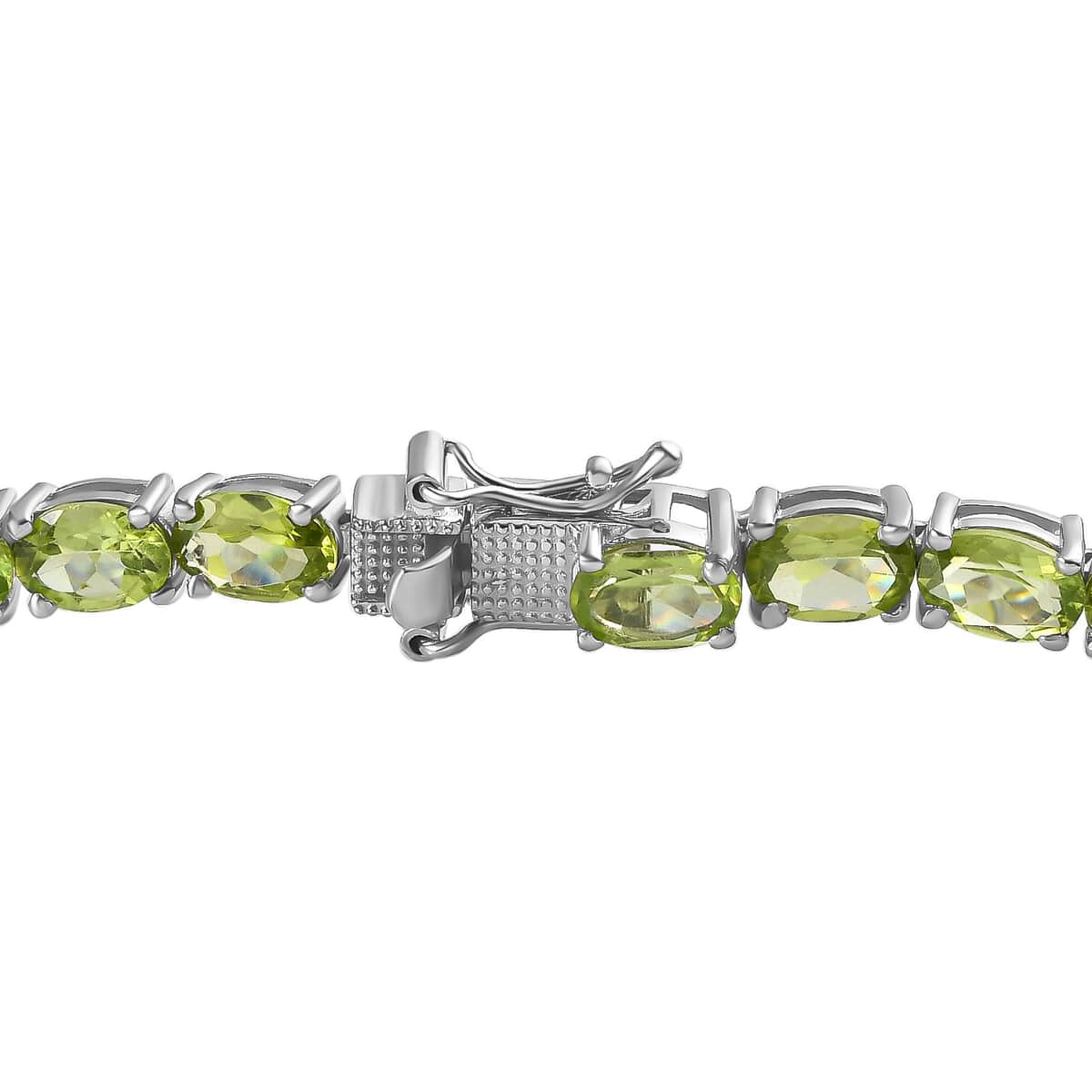 Peridot Tennis Bracelet in Platinum Over Sterling Silver (7.25 In) 20.15 ctw image number 3