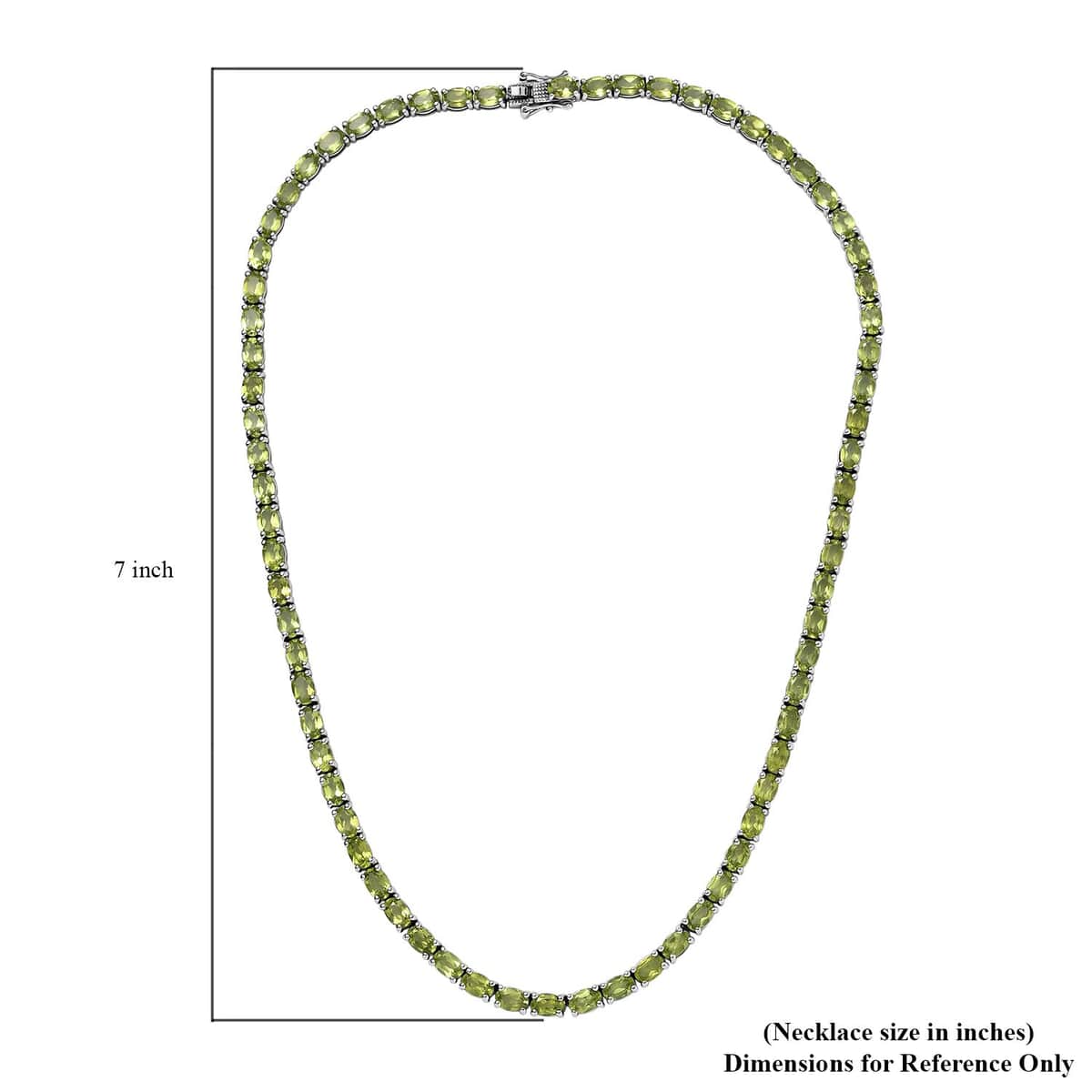 Peridot Tennis Necklace 18 Inches in Platinum Over Sterling Silver 37.75 ctw image number 5
