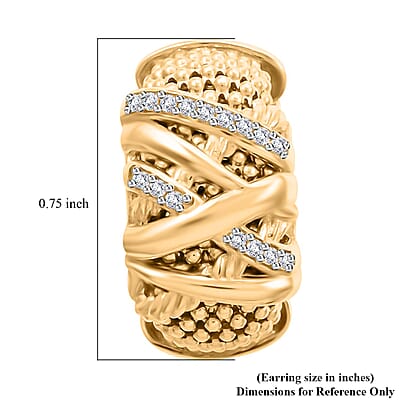 Italian Simulated Diamond Omega Clip Earrings in 14K Yellow Gold Over Sterling Silver 0.75 ctw