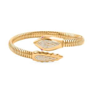 Mother’s Day Gift Italian Simulated Pink and White Diamond Bangle Bracelet in 14K Yellow Gold Over Sterling Silver (6.50 In) 2.55 ctw