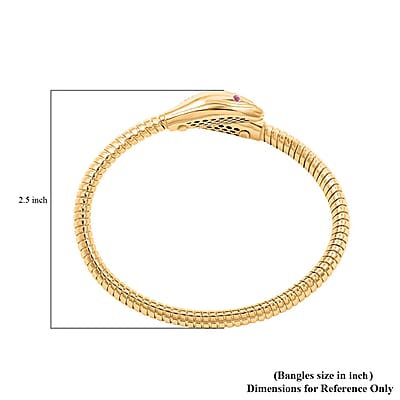 Italian Simulated Pink and White Diamond Bangle Bracelet in 14K Yellow Gold Over Sterling Silver (6.50 In) 2.55 ctw