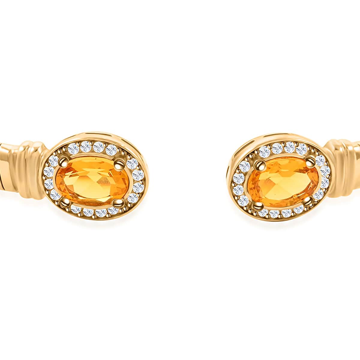 Mother’s Day Gift Italian Citrine and Simulated Diamond Bangle Bracelet in 14K Yellow Gold Over Sterling Silver (6.50 In) 2.40 ctw image number 2