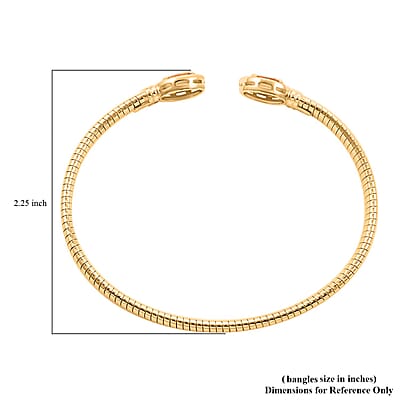 Italian Citrine and Simulated Diamond Bangle Bracelet in 14K Yellow Gold Over Sterling Silver (6.50 In) 2.40 ctw