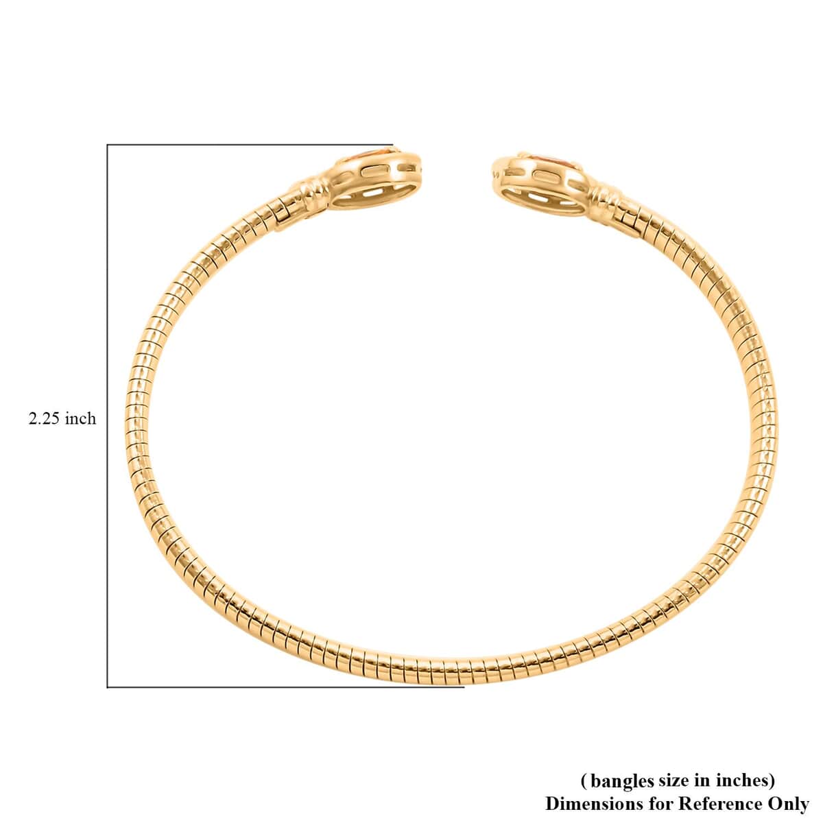 Mother’s Day Gift Italian Citrine and Simulated Diamond Bangle Bracelet in 14K Yellow Gold Over Sterling Silver (6.50 In) 2.40 ctw image number 3