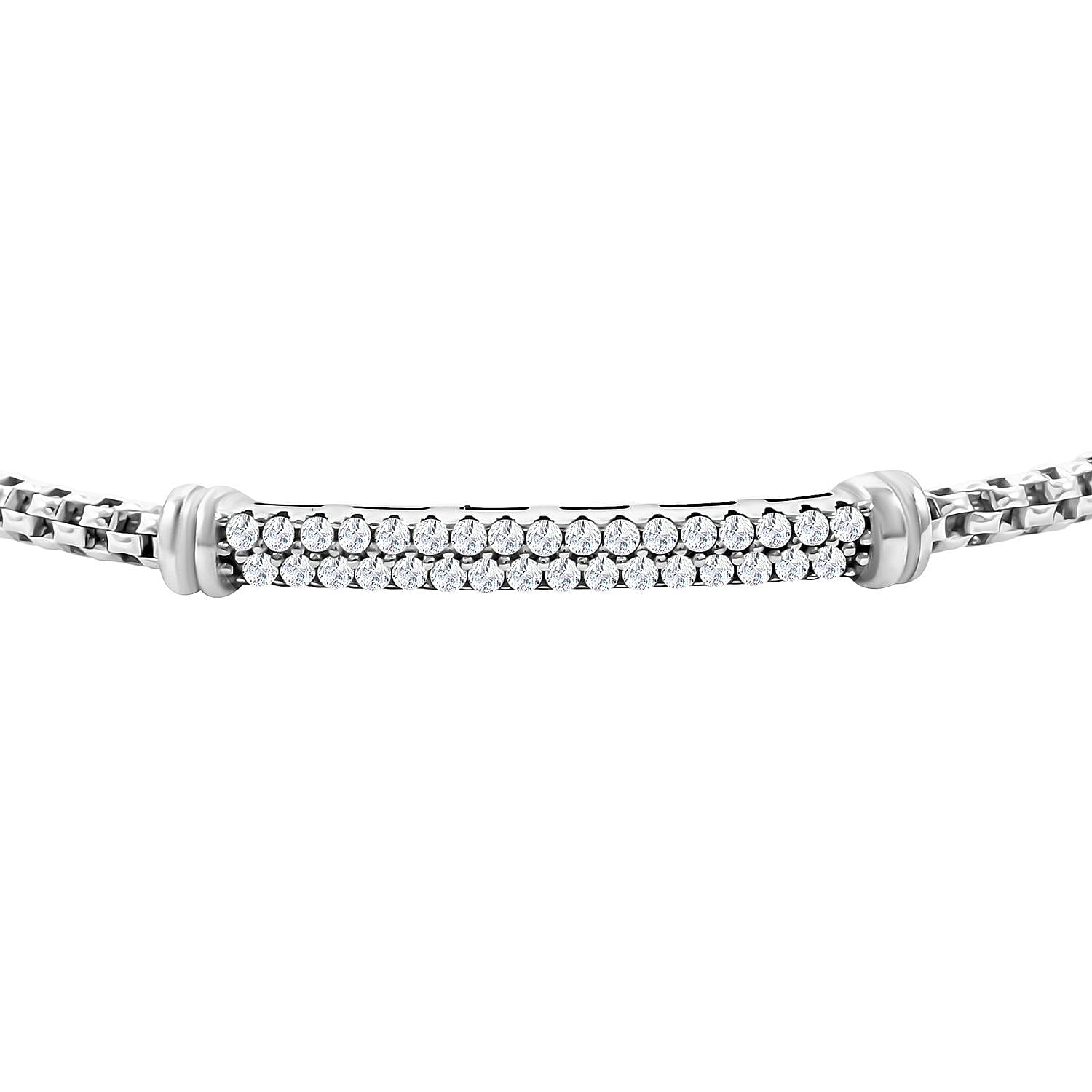 Italian Simulated Diamond Bangle Bracelet in Sterling Silver (6.50 In) 0.75 ctw