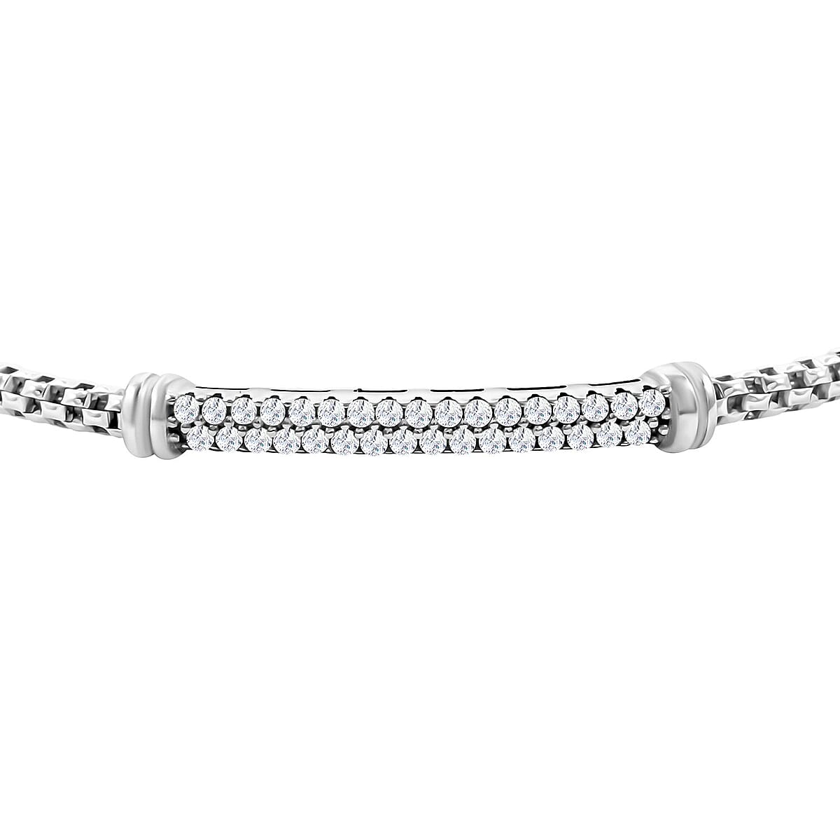 Italian Simulated Diamond Bangle Bracelet in Sterling Silver (6.50 In) 0.75 ctw image number 3