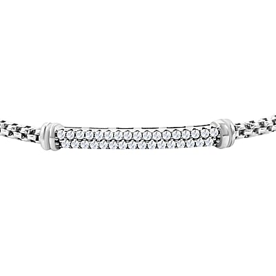 Italian Simulated Diamond Bangle Bracelet in Sterling Silver (6.50 In) 0.75 ctw