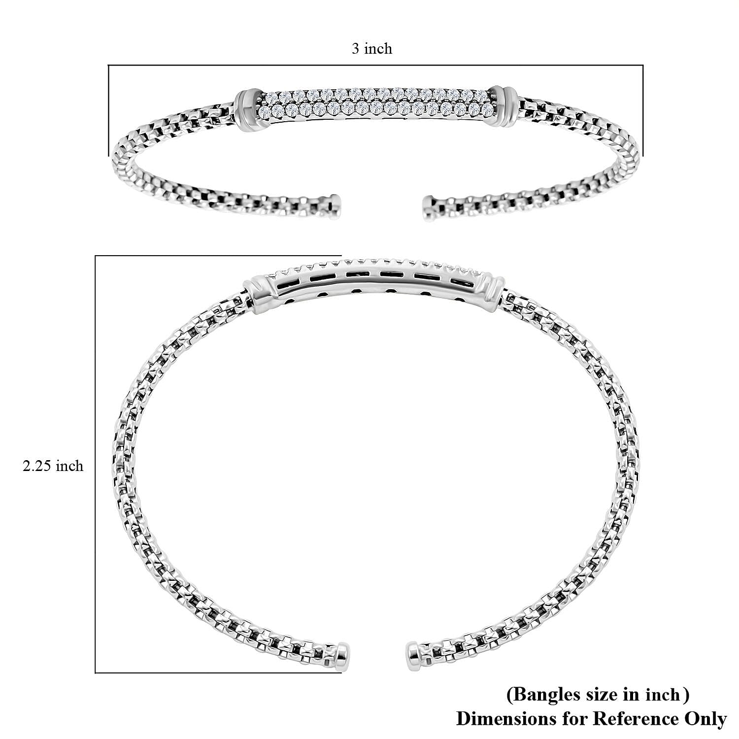 Italian Simulated Diamond Bangle Bracelet in Sterling Silver (6.50 In) 0.75 ctw