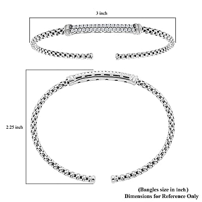 Italian Simulated Diamond Bangle Bracelet in Sterling Silver (6.50 In) 0.75 ctw