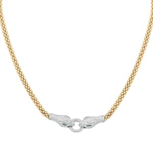 Italian Simulated Green and White Diamond Necklace 17 Inches in 14K Yellow Gold Over and Sterling Silver 3.35 ctw