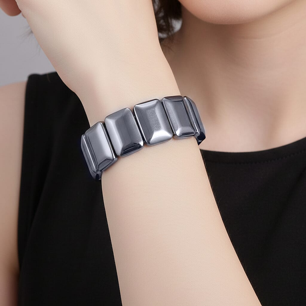 Buy Terahertz 465.00 ctw Cushion Block Stretch Men's Bracelet (7.5