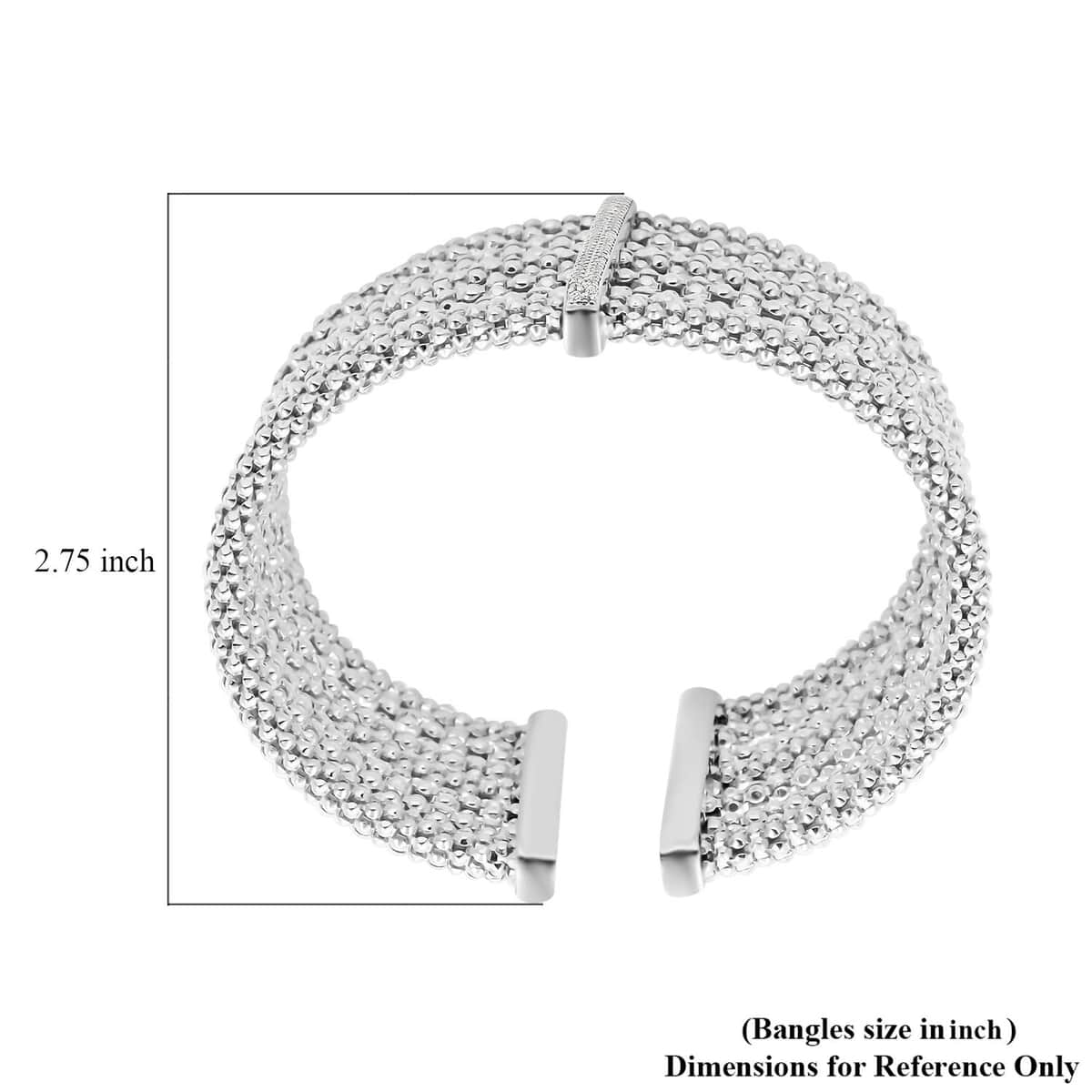 Italian Simulated Diamond Bangle Bracelet in Sterling Silver (6.50 In) 1.55 ctw image number 3