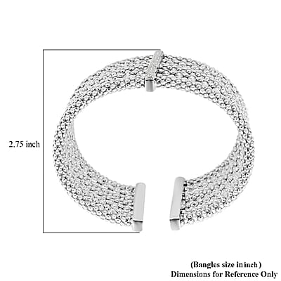 Italian Simulated Diamond Bangle Bracelet in Sterling Silver (6.50 In) 1.55 ctw