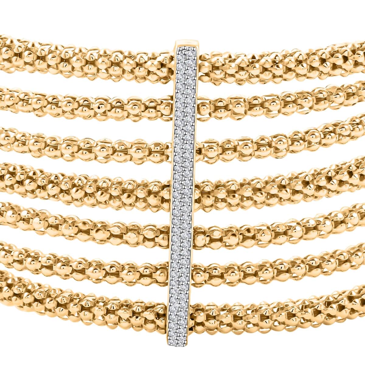 Italian Simulated Diamond Bangle Bracelet in 14K Yellow Gold Over Sterling Silver (6.50 In) 1.55 ctw image number 2