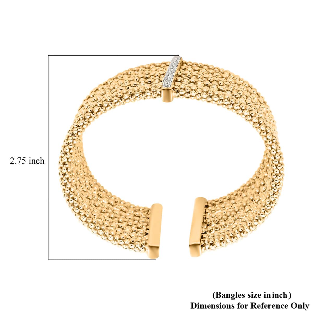 Italian Simulated Diamond Bangle Bracelet in 14K Yellow Gold Over Sterling Silver (6.50 In) 1.55 ctw image number 3
