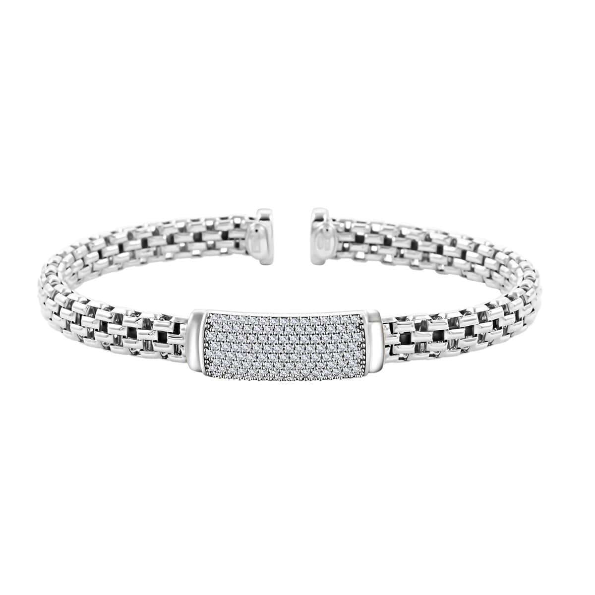 Italian Simulated Diamond Bangle Bracelet in Sterling Silver (6.50 In) 2.60 ctw image number 0