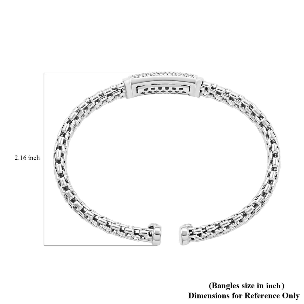 Italian Simulated Diamond Bangle Bracelet in Sterling Silver (6.50 In) 2.60 ctw image number 3