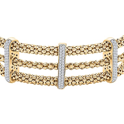 Italian Simulated Diamond Bangle Bracelet in 14K Yellow Gold Over Sterling Silver (6.50 In) 2.25 ctw