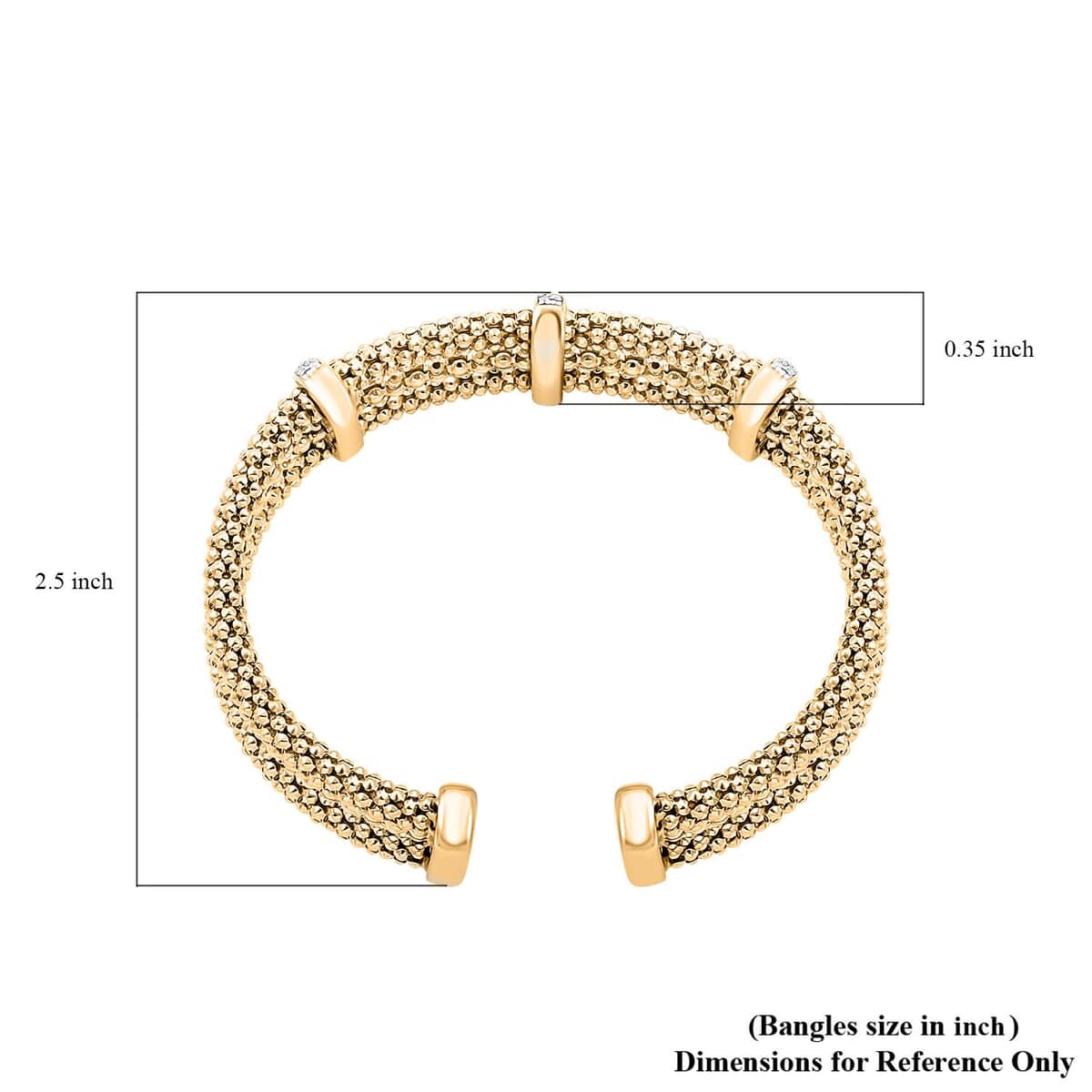 Italian Simulated Diamond Bangle Bracelet in 14K Yellow Gold Over Sterling Silver (6.50 In) 2.25 ctw image number 4